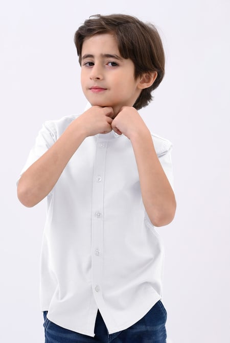 Boys Orange SS Stretch Oxford Shirt (3-14yrs)