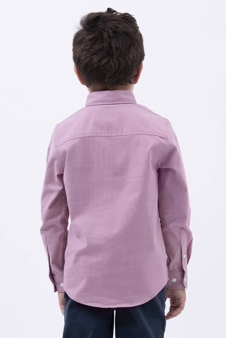 Boys Pink LS Stretch Oxford Shirt (3-14yrs)