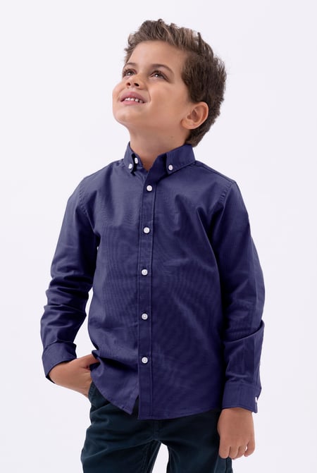 Boys Pink LS Stretch Oxford Shirt (3-14yrs)