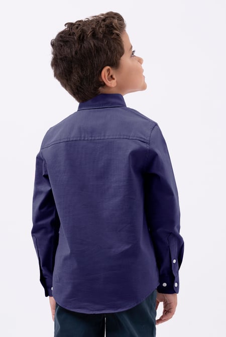 Boys Navy LS Stretch Oxford Shirt (3-14yrs)