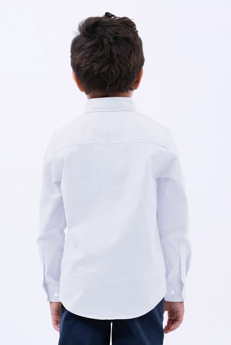 Boys White LS Stretch Oxford Shirt (3-14yrs)