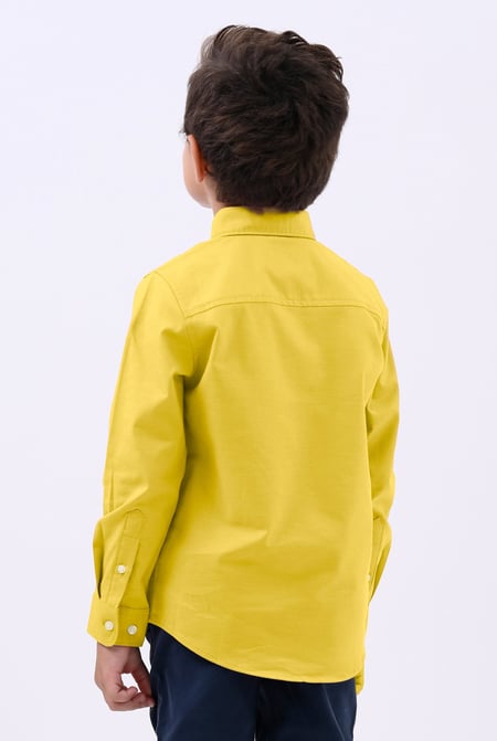 Boys Yellow LS Stretch Oxford Shirt (3-14yrs)
