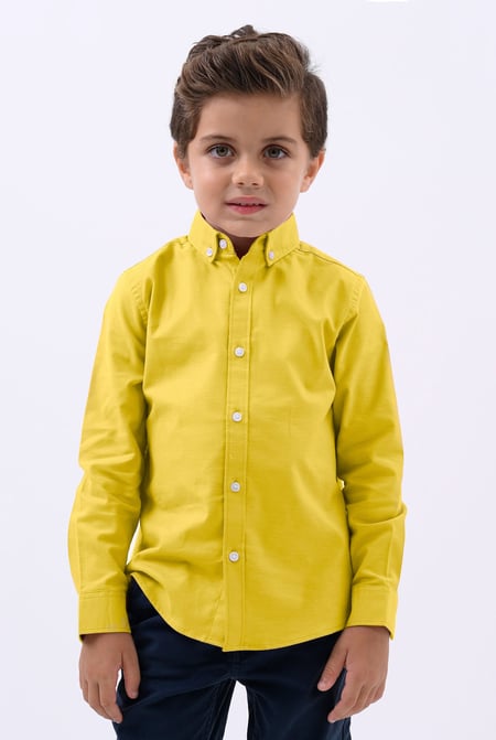 Boys Pink LS Stretch Oxford Shirt (3-14yrs)