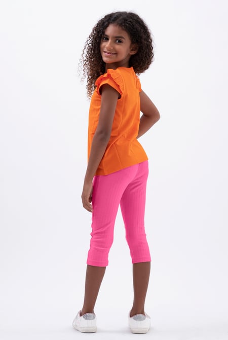 Pink Textured Rib Crop Leggings