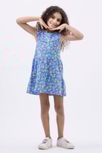 Girls Ruffle Neck Jersey Dress