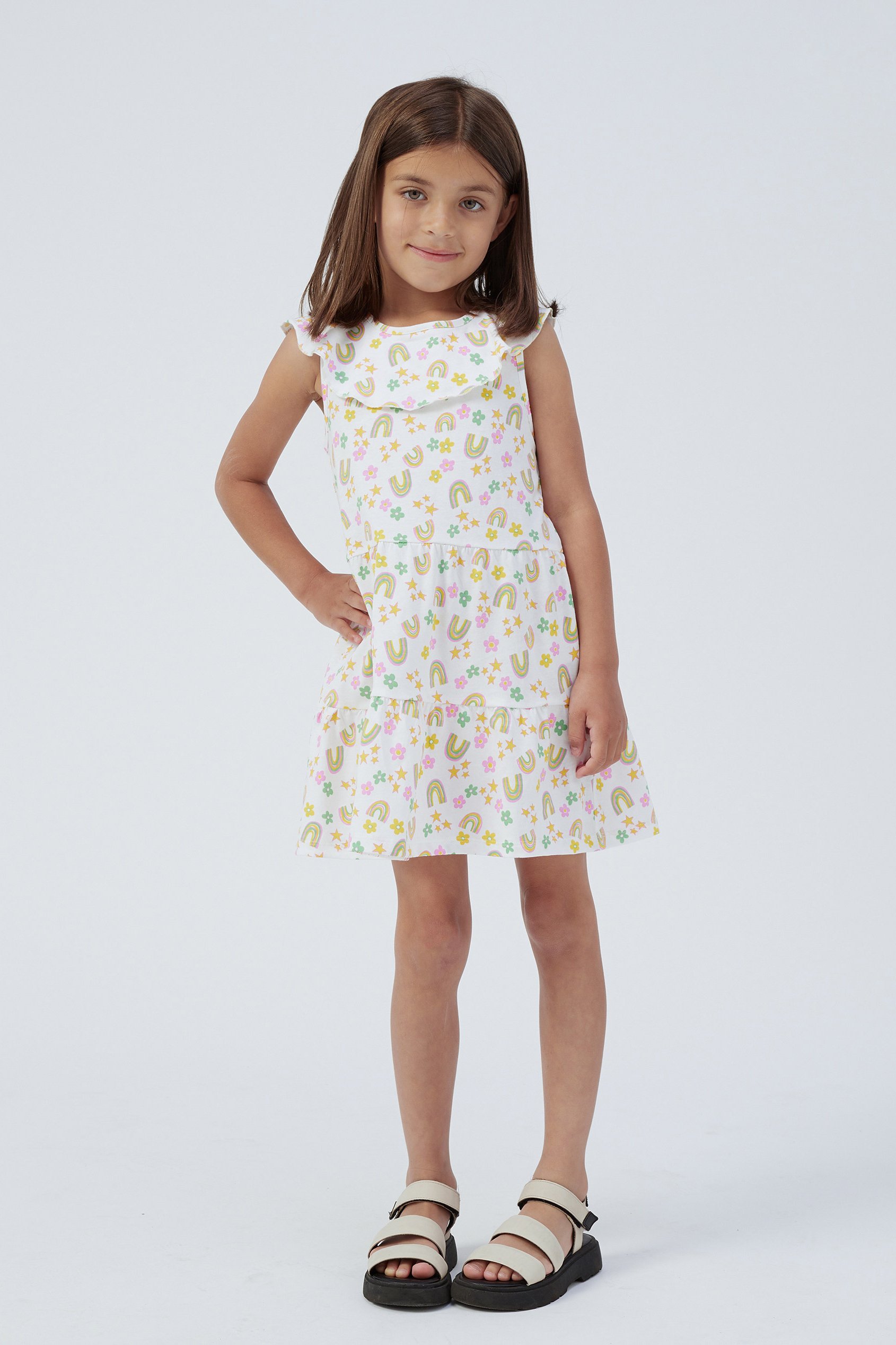 Girls Ruffle Neck Jersey Dress