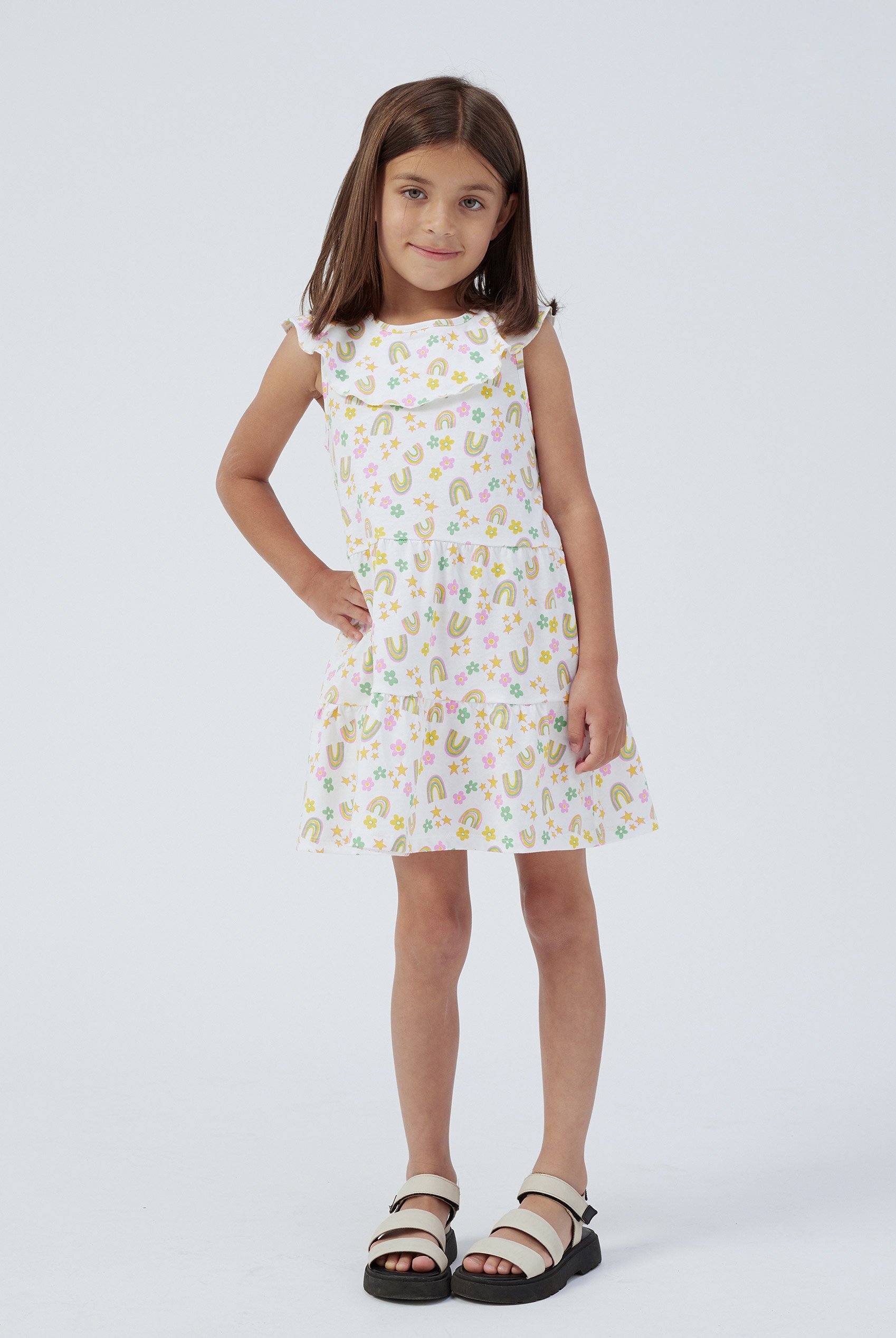 Girls Ruffle Neck Jersey Dress