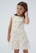 Girls Ruffle Neck Jersey Dress