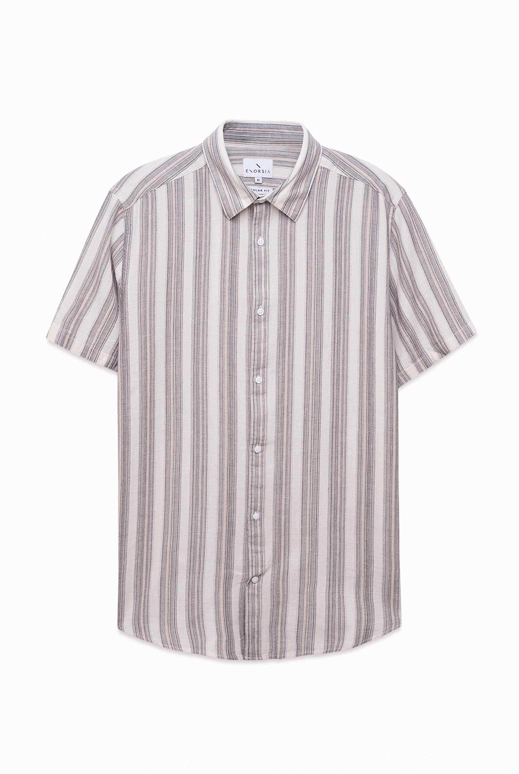 Smoke Stripe Kent Collar Short Sleeve Shirt