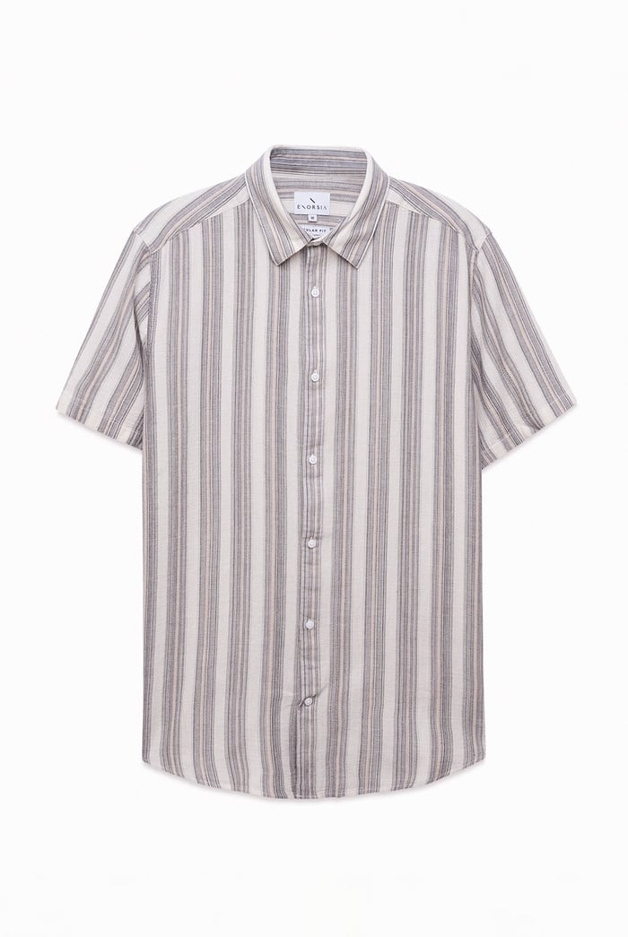 Smoke Stripe Kent Collar Short Sleeve Shirt