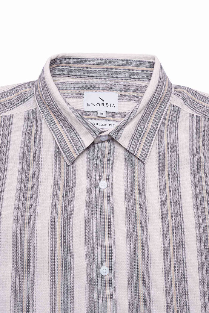 Smoke Stripe Kent Collar Short Sleeve Shirt