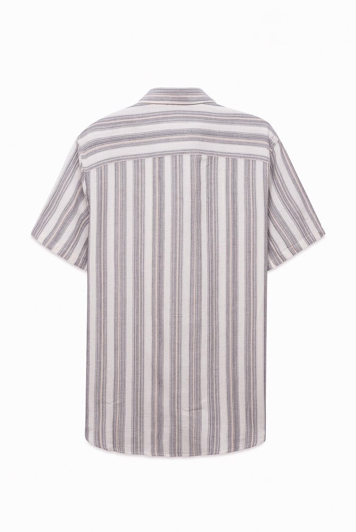 Smoke Stripe Kent Collar Short Sleeve Shirt