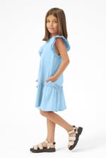 Girls Ruffle Sleeve Jersey Dress