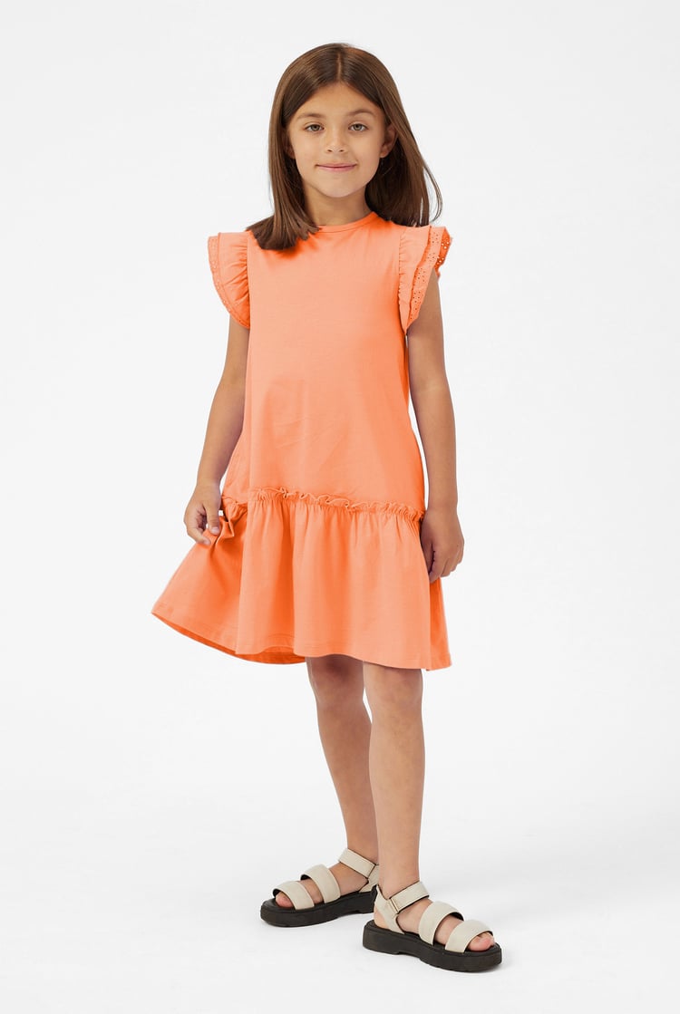 Girls Ruffle Sleeve Jersey Dress