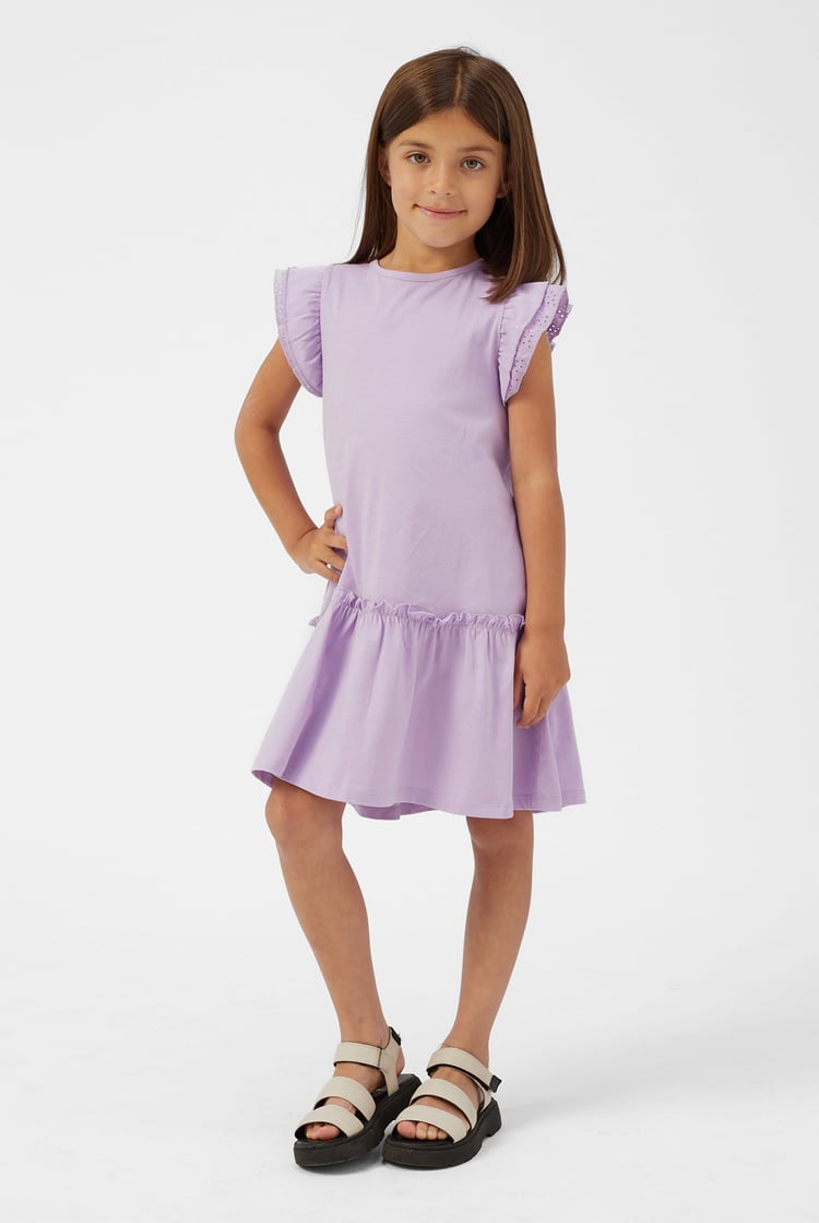 Girls Ruffle Sleeve Jersey Dress