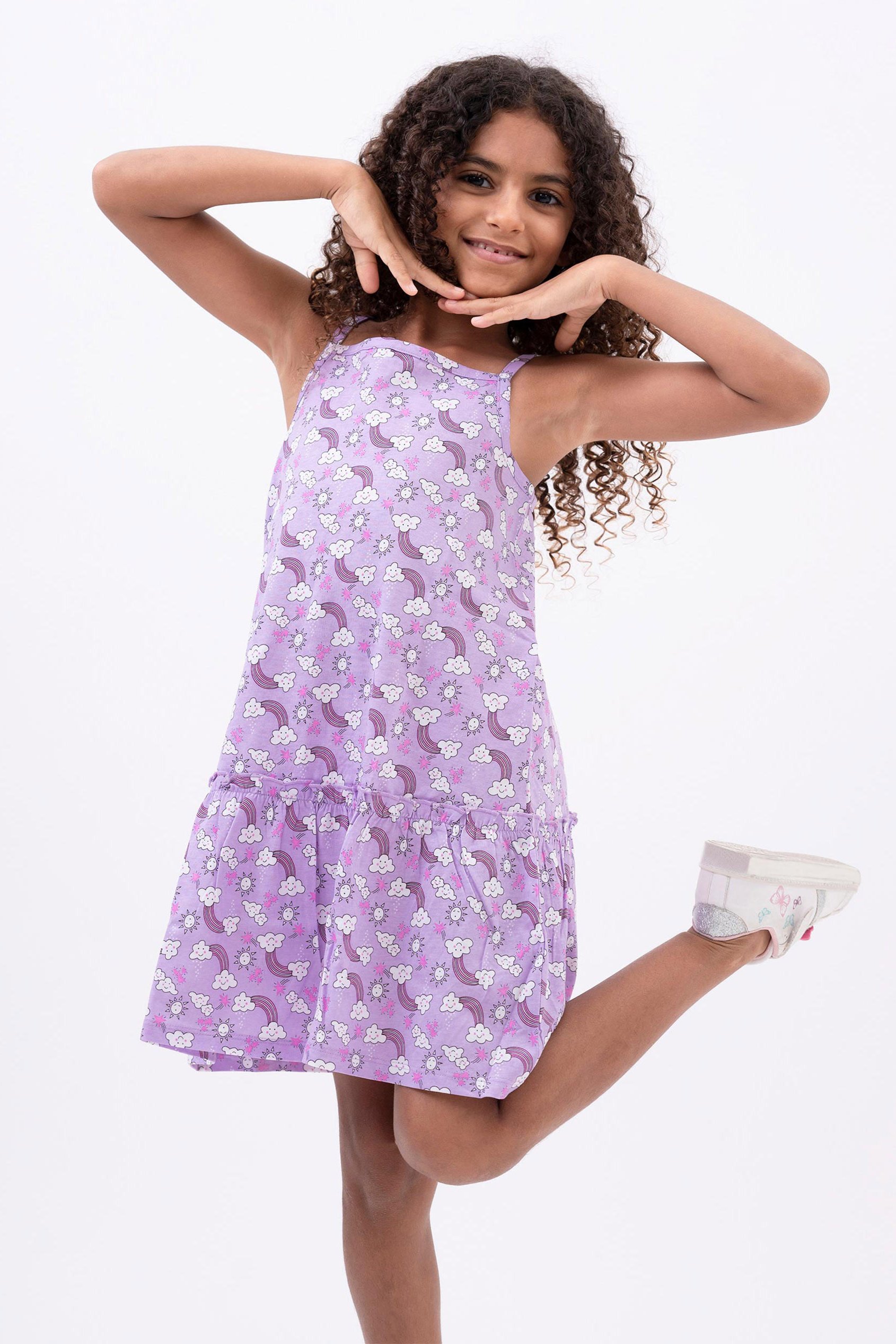 Girls Sleeveless Tiered Jersey Dress