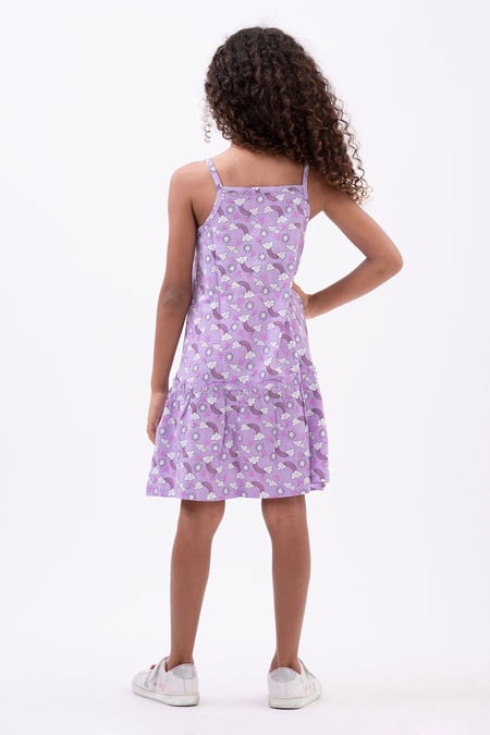 Girls Purple Sleeveless Tiered Jersey Dress