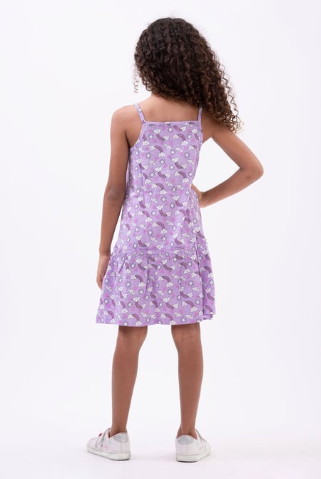 Girls Purple Sleeveless Tiered Jersey Dress
