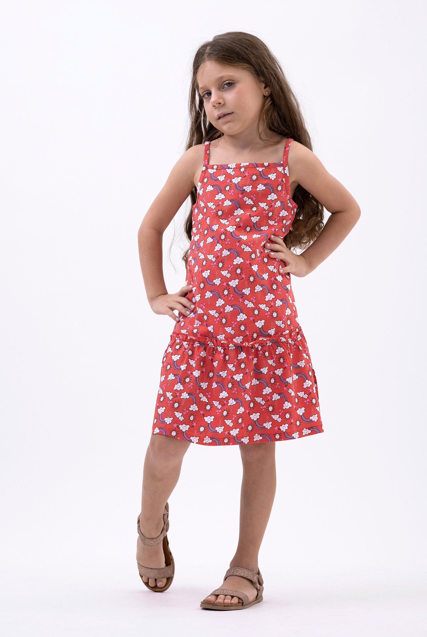 Girls Sleeveless Tiered Jersey Dress