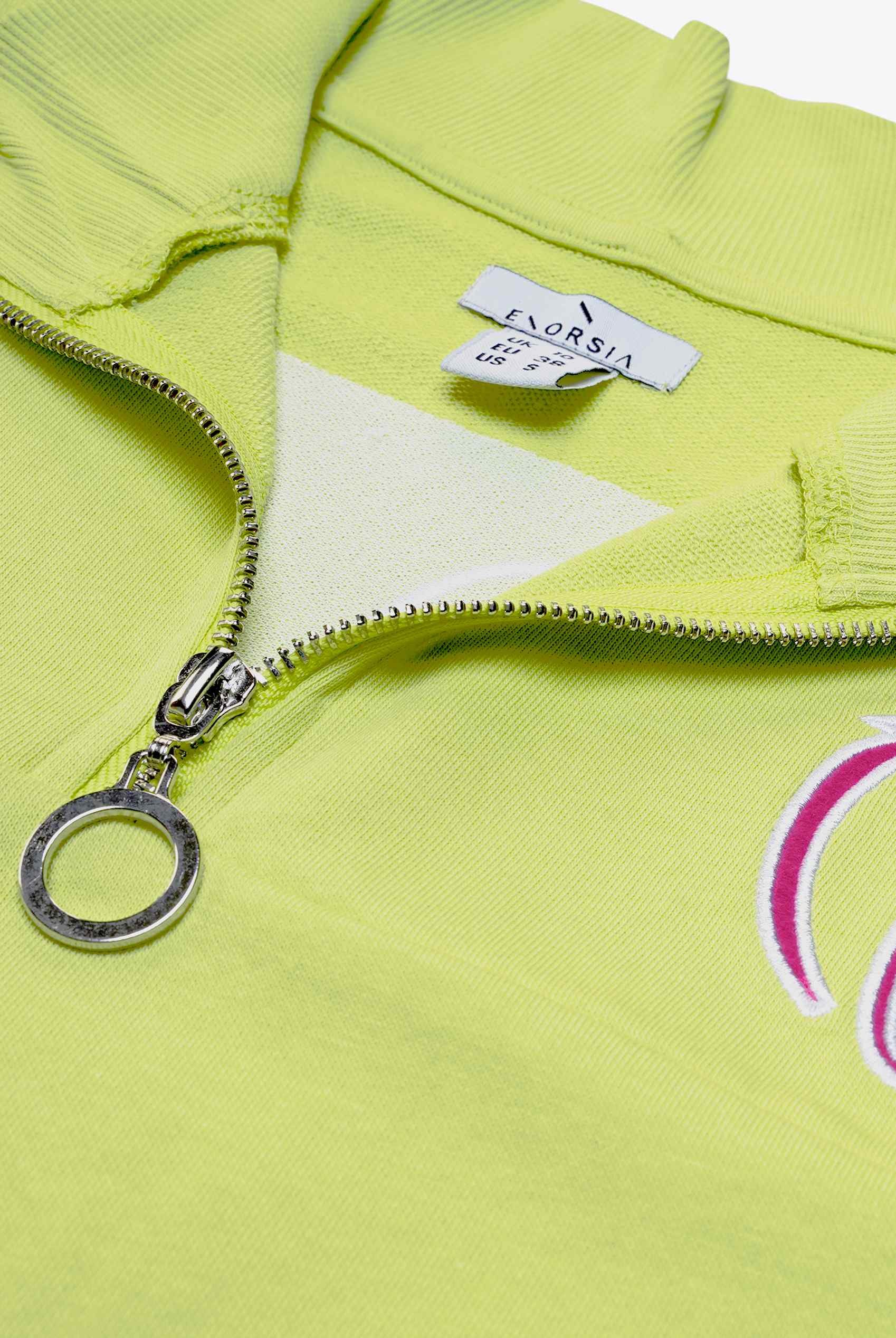Half Zip High Neck Embroidery Sweatshirt