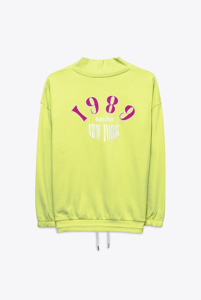 Half Zip High Neck Embroidery Sweatshirt