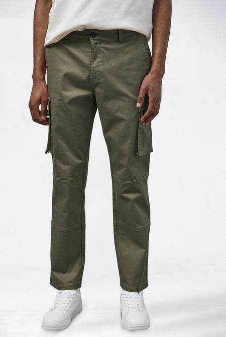 Mens Brown Utility Cargo Long Trousers
