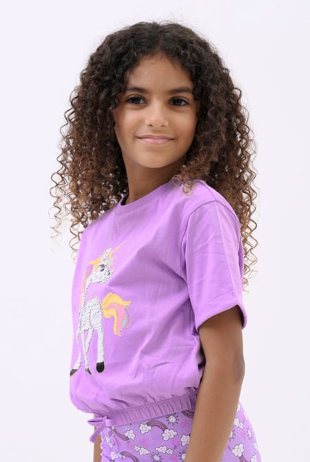 Girls Purple Reversible Sequin Unicorn T-Shirt (12/18mths-6/7yrs)
