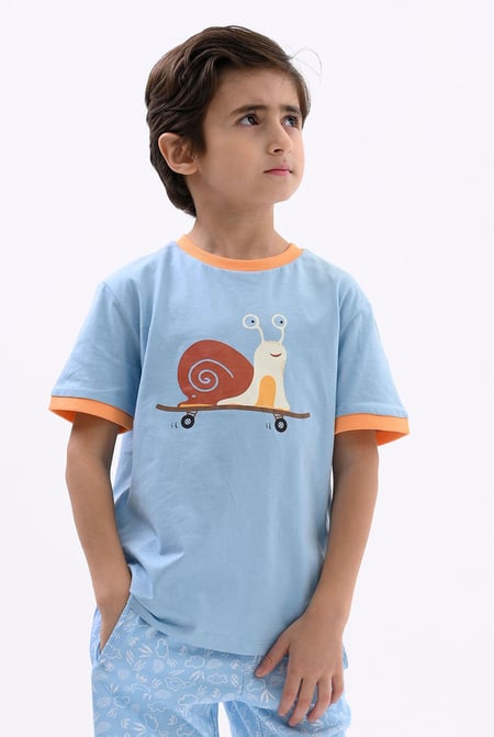 Boys Sky Snail Print SS T-Shirt (3yrs-9yrs)