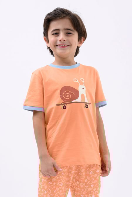 Boys Sky Snail Print SS T-Shirt (3yrs-9yrs)
