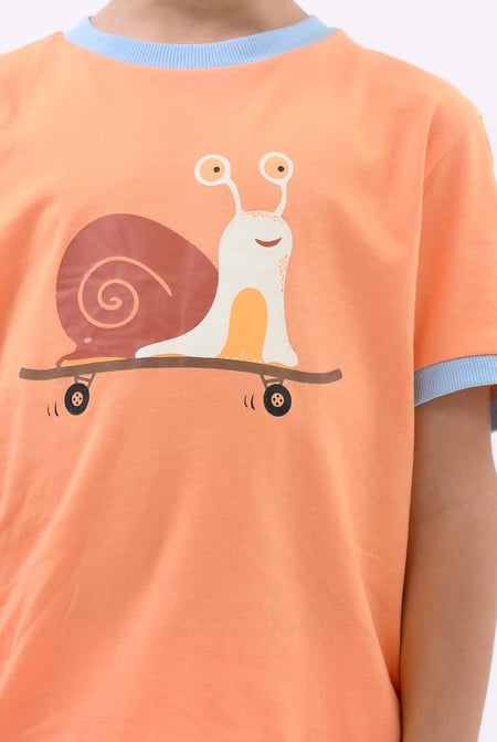 Boys Orange Snail Print SS T-Shirt (3yrs-9yrs)