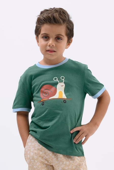 Boys Sky Snail Print SS T-Shirt (3yrs-9yrs)