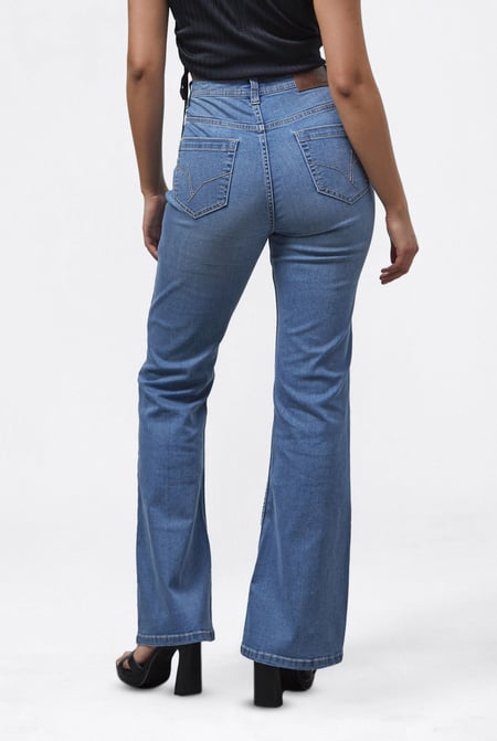 Mid Waist Flare Jeans