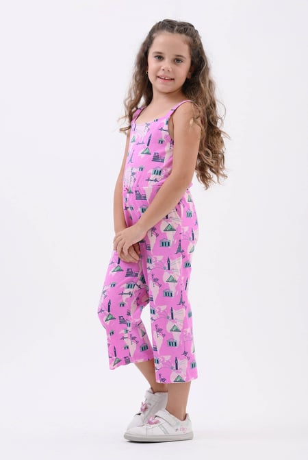 Girls Purple City Print Jumpsuit (12/18mths - 6/7yrs)