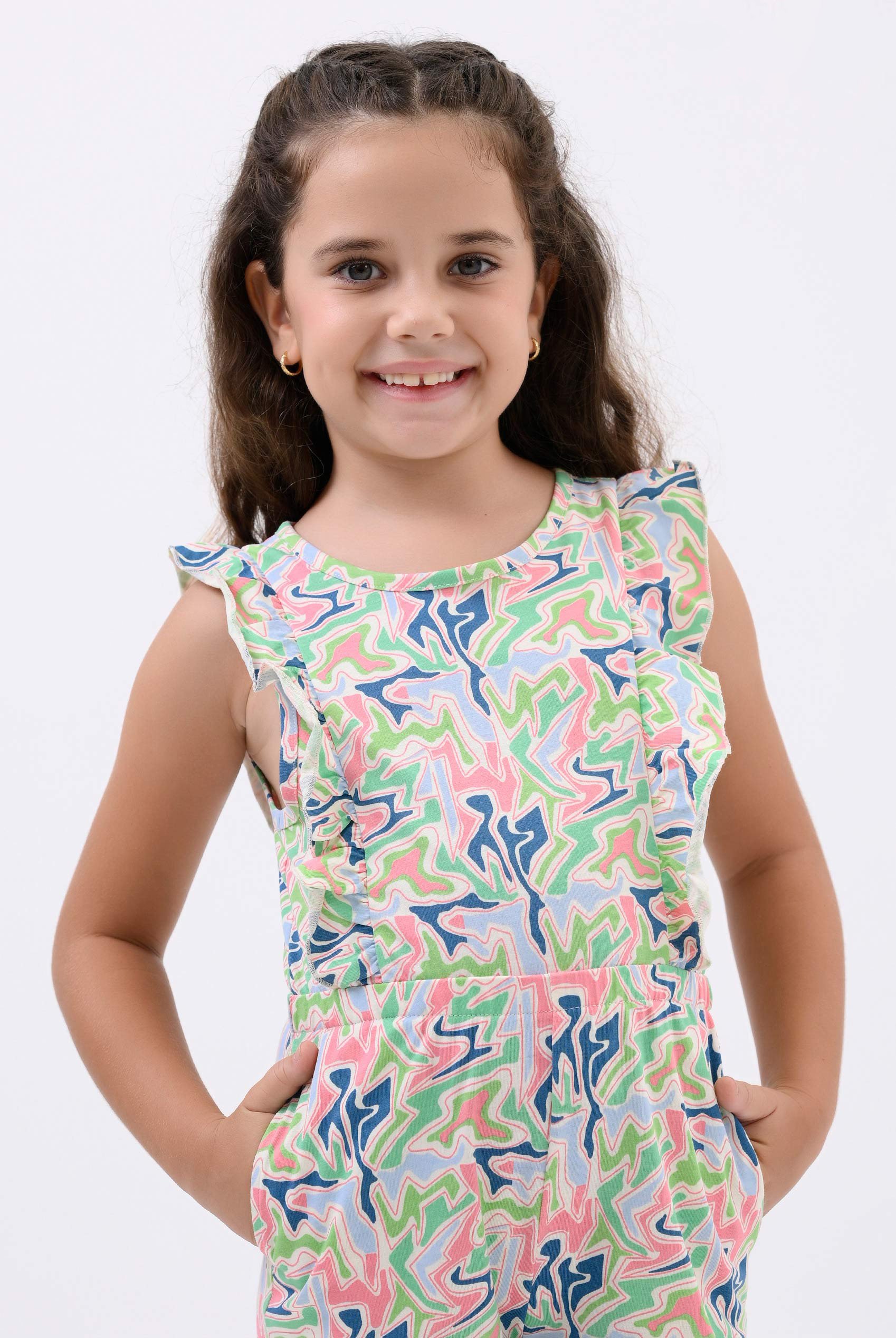 Girls Rainbow Fluid Print Jumpsuit (12/18mths-6/7yrs)