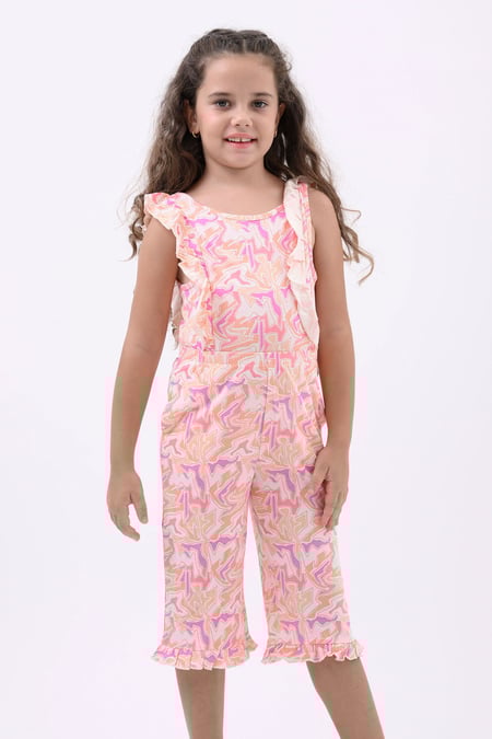 Girls Pink Rainbow Fluid Print Jumpsuit (12/18mths-6/7yrs)