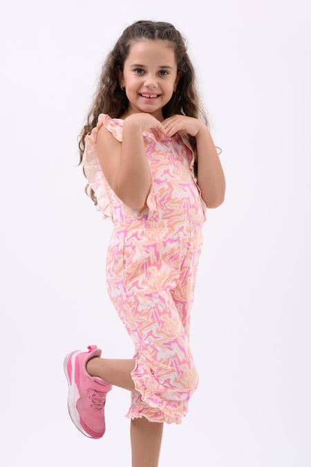 Girls Pink Rainbow Fluid Print Jumpsuit (12/18mths-6/7yrs)