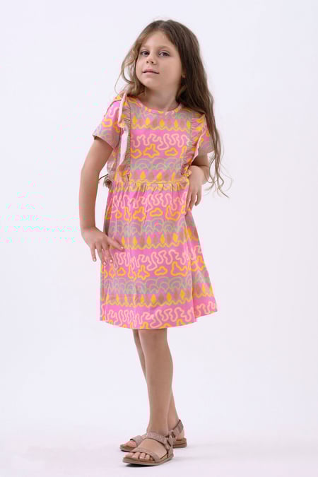 Girls Green Rainbow Print Dress (12/18mths - 6/7yrs)