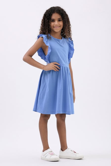 Girls Cream Ruffle Sleeve Dress (12/18mths - 6/7yrs)