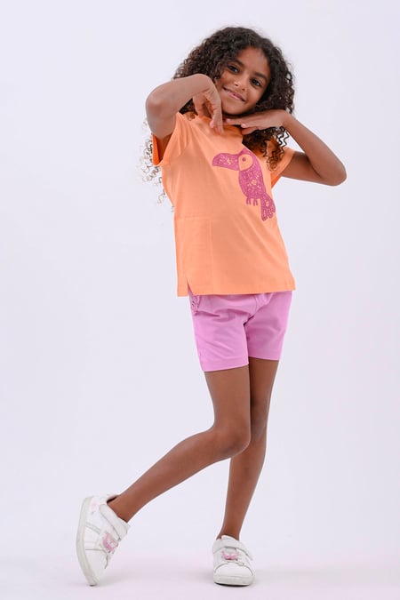 Girls Orange Toucan Glitter Print T-Shirt (12/18mths-6/7yrs)