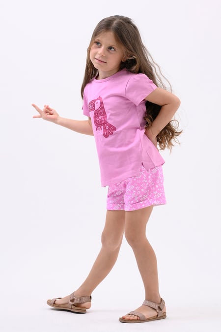 Girls Pink Toucan Glitter Print T-Shirt (12/18mths-6/7yrs)