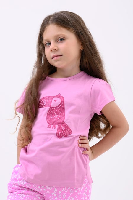 Girls Orange Toucan Glitter Print T-Shirt (12/18mths-6/7yrs)
