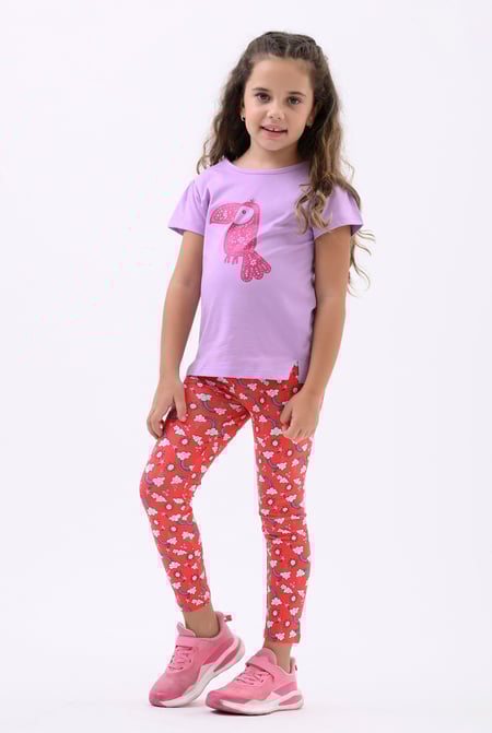 Girls Purple Toucan Glitter Print T-Shirt (12/18mths-6/7yrs)