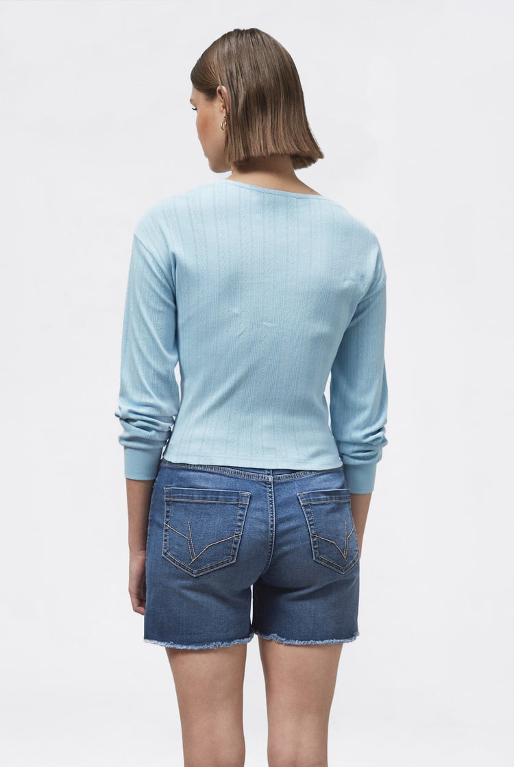 Raw Hem Skinny Denim Shorts