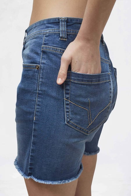 Deep Blue Raw Hem Skinny Denim Shorts