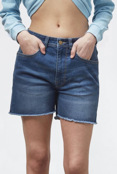 Deep Blue Raw Hem Skinny Denim Shorts