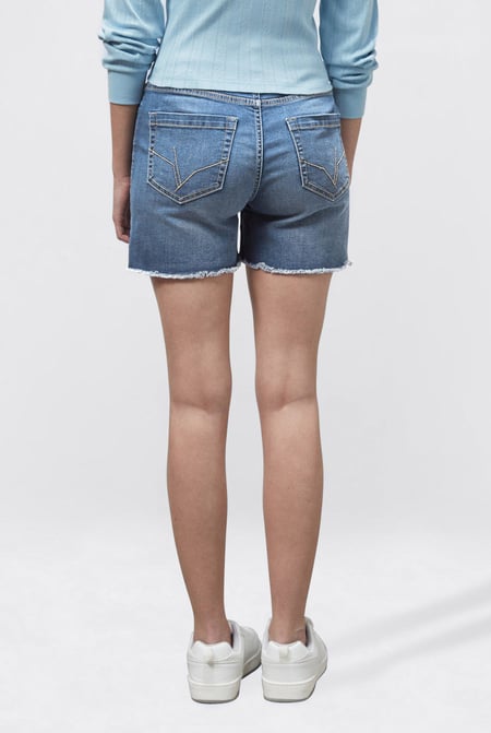 Light Blue Raw Hem Skinny Denim Shorts