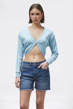 Raw Hem Skinny Denim Shorts