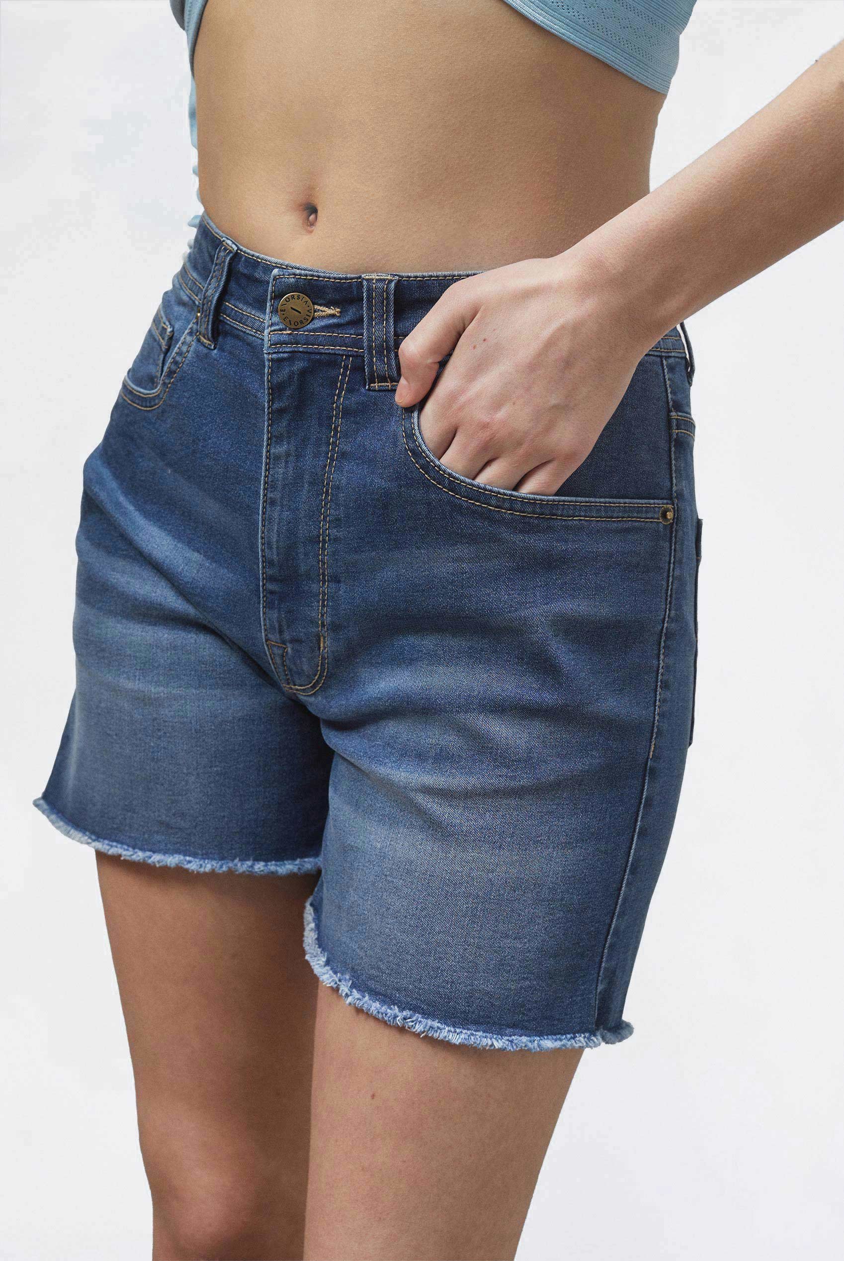 Raw Hem Skinny Denim Shorts
