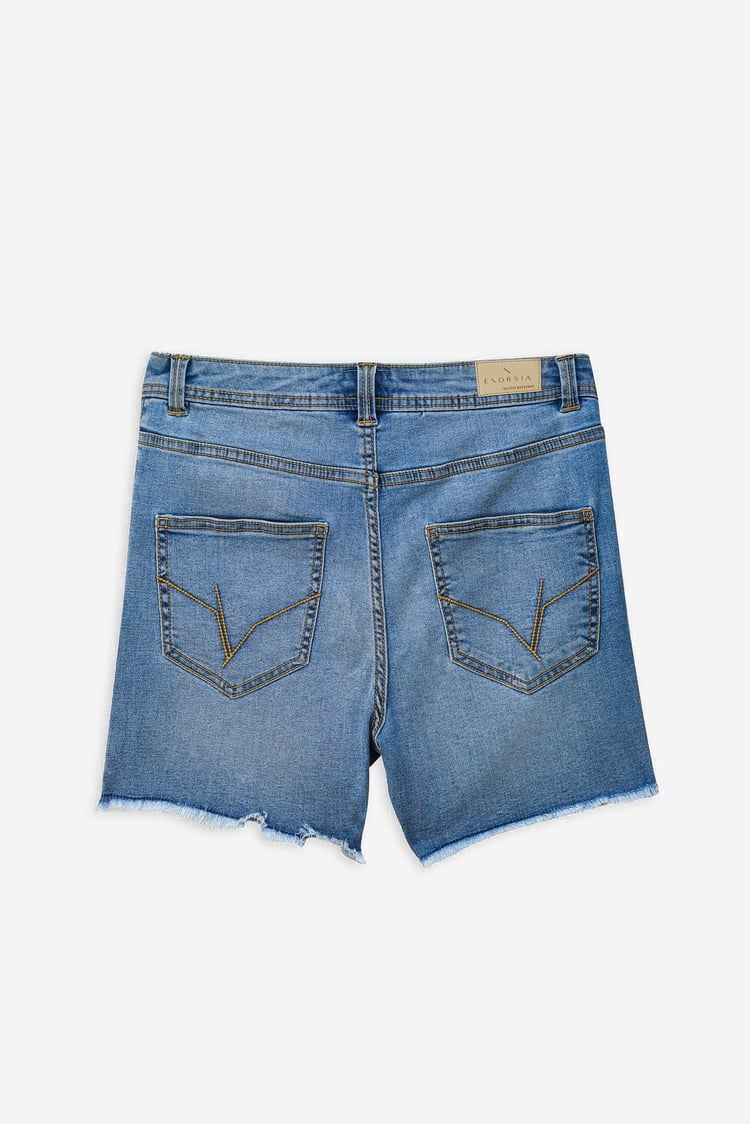 Raw Hem Skinny Denim Shorts
