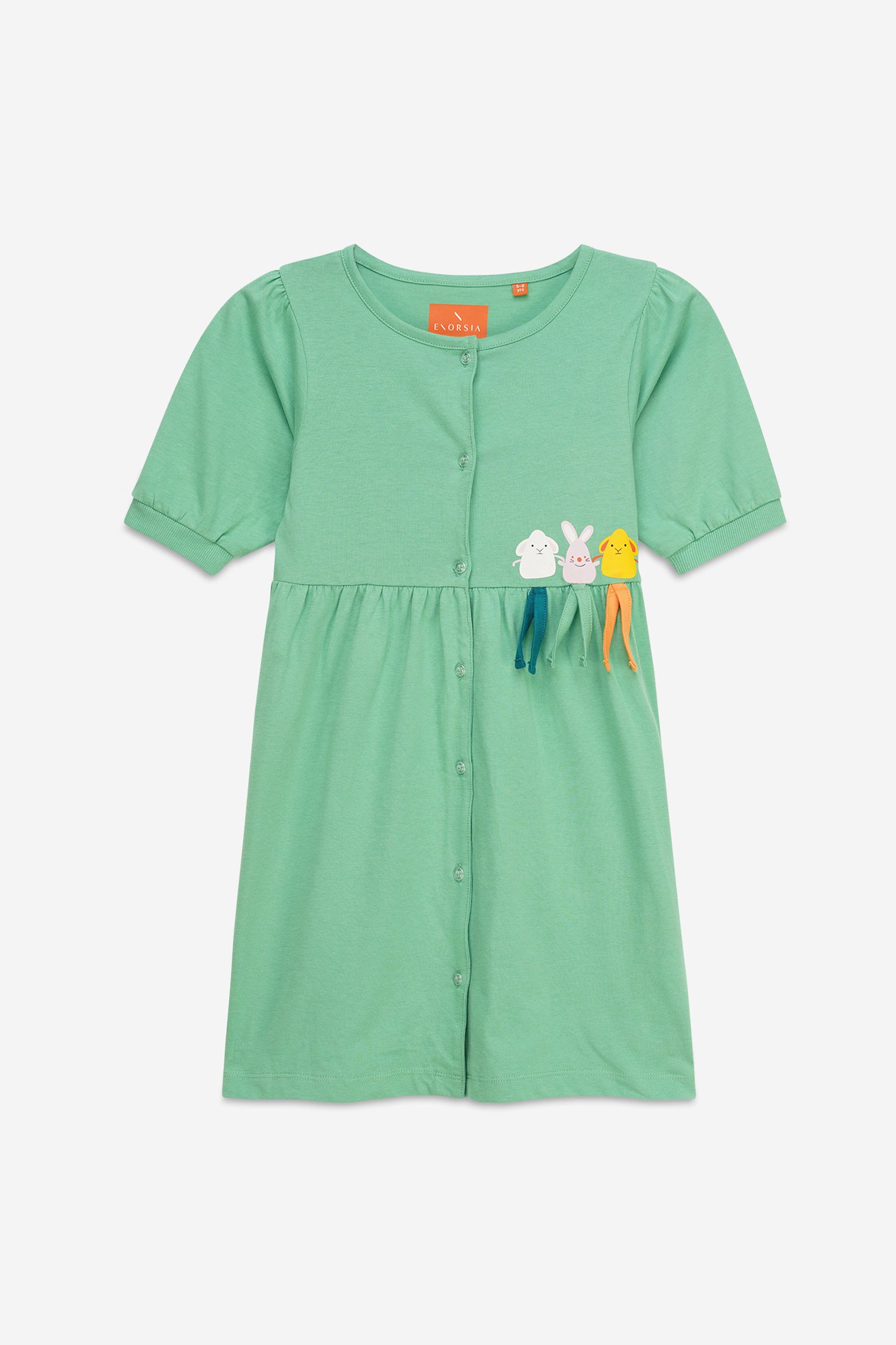 Girls Little Rabbit Puff Sleeve Dress  (12/18mths-6/7yrs)